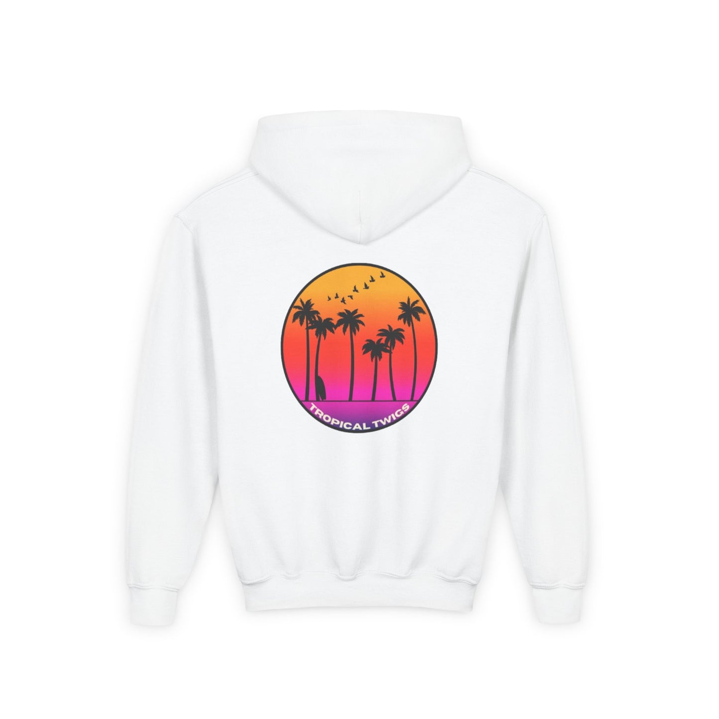 Youth Tropical Sunset Hoodie with Palm Trees