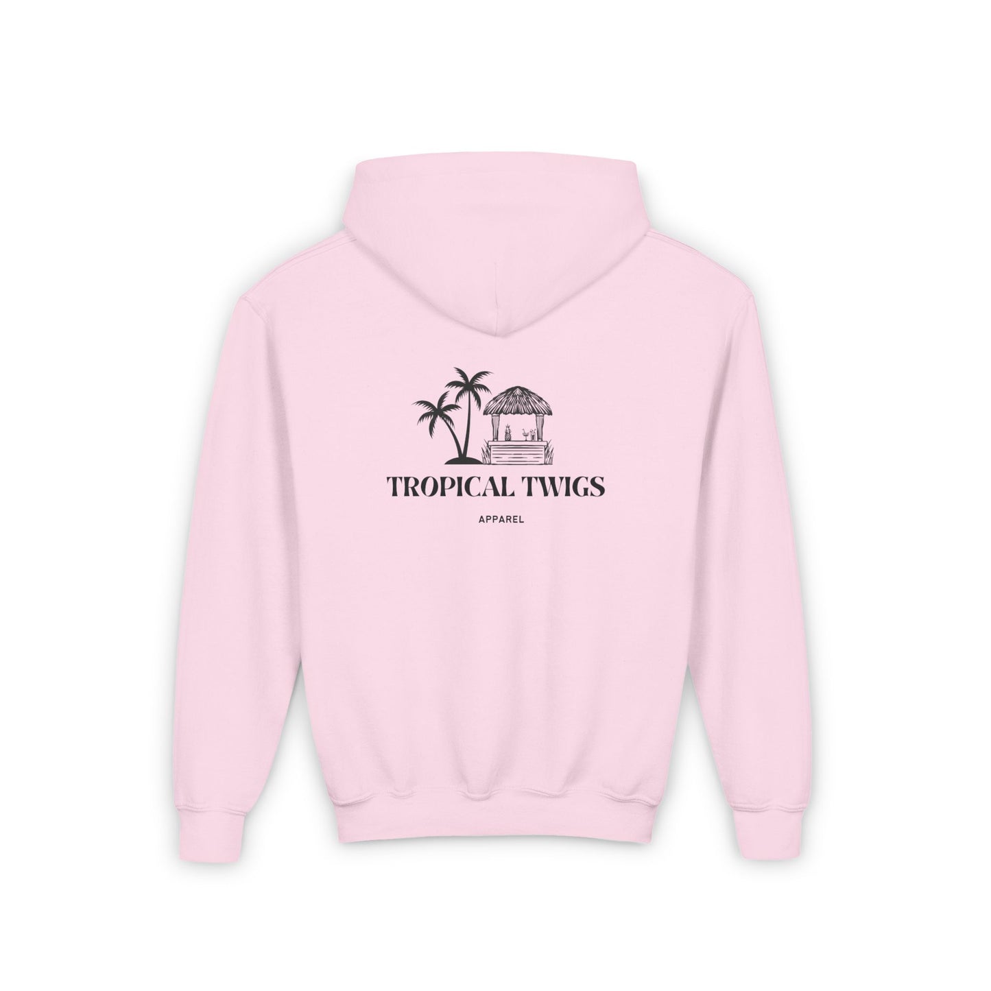 Tropical Twigs Youth Hoodie Shack with Palm tree