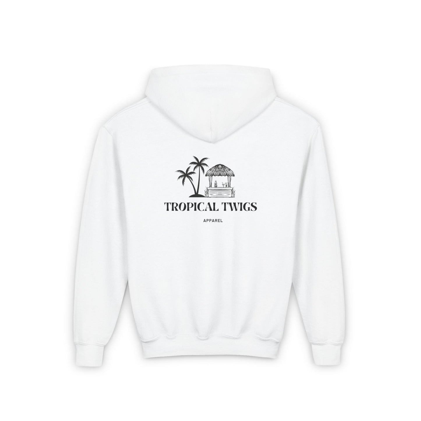 Tropical Twigs Youth Hoodie Shack with Palm tree